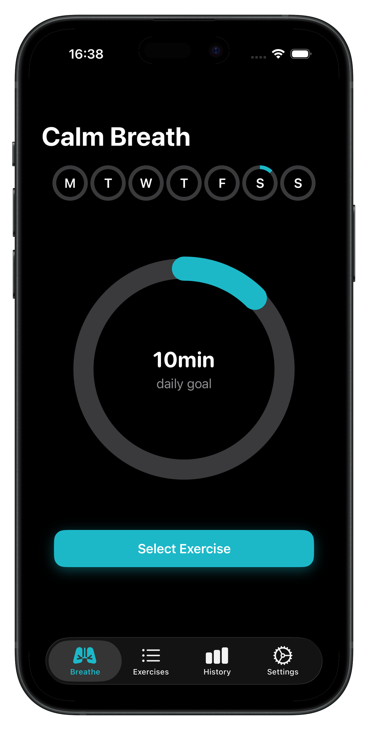 CalmBreath Home Screen